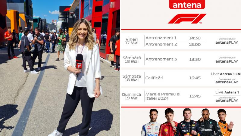 Weekendul acesta, Formula 1 se întoarce în Europa şi revine şi pe Antena 1 cu Marele Premiu de la Imola, între 17 şi 19 mai. Antrenamentele Marelui Premiu de la Imola se văd live exclusiv pe AntenaPLAY, calificările sunt ȋn direct la Antena 3 CNN şi pe AntenaPLAY, iar cursa de duminică este în direct la Antena 1 şi pe AntenaPLAY, de la ora 15:45.