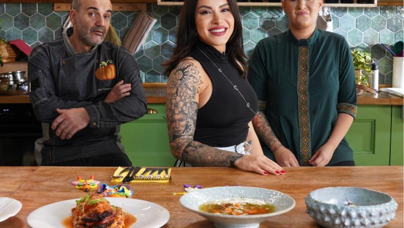 Hello Chef sezon 7, 18 mai 2024. Roxana Blenche și chef Samuel Le Torriellec au gătit o rețetă de parmigiana di melanzane