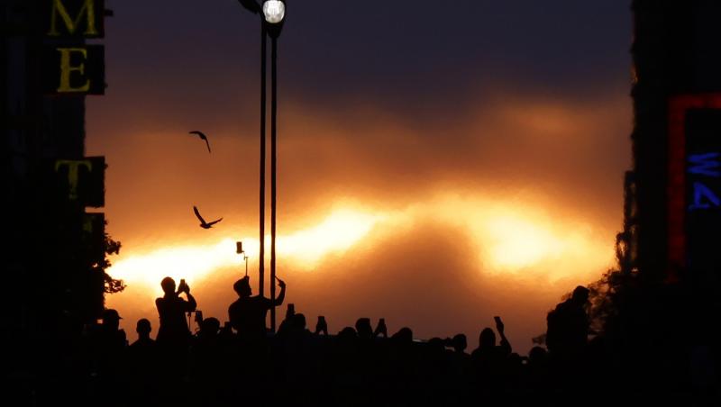 Manhattanhenge, cer, apus