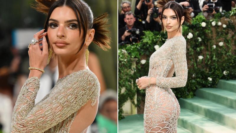 Emily Ratajkowski, celebrul model în vârstă de 32 ani, a făcut furori pe covorul roșu la Met Gala 2024, cu ținuta pe care a purtat-o.