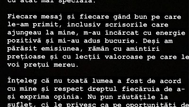 Mireasa sezonul 9. Prima reacție a Adrianei după ce a fost eliminată din casă. Ce a publicat în mediul online