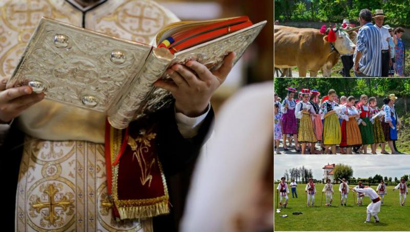 colaj de imagini cu preot si mai multe traditii de rusalii