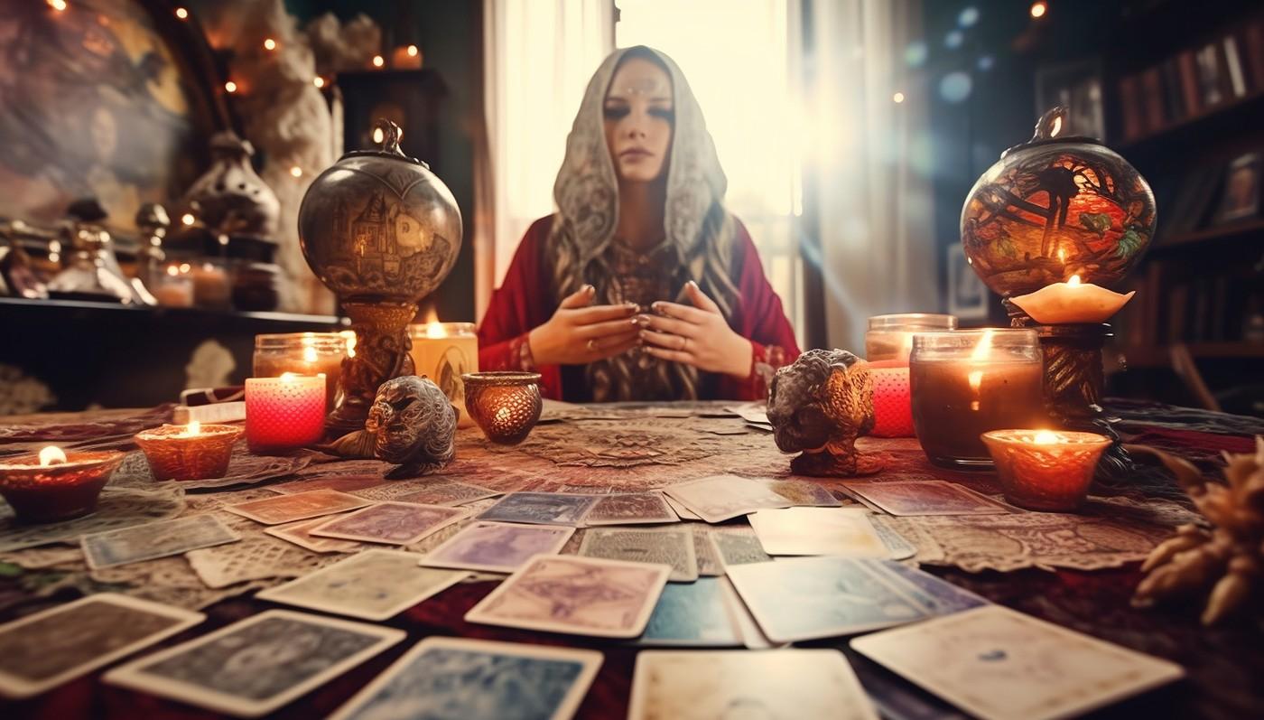 femeie care ghiceste in cartile de tarot horoscopul tiganesc