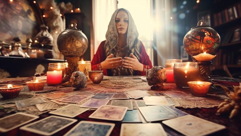 femeie care ghiceste in cartile de tarot horoscopul tiganesc