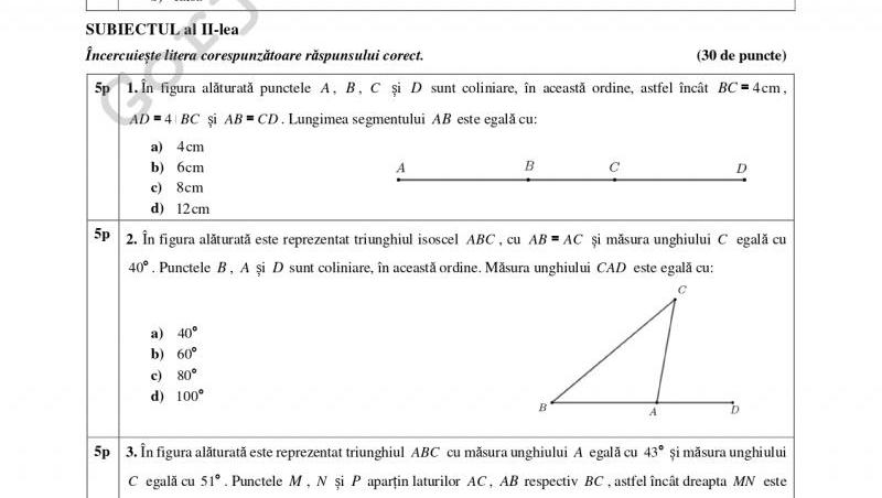 Subiecte și barem la Evaluarea Națională 2024, proba la matematică. Ce subiecte au avut de rezolvat absolvenţii clasei a VIII-a