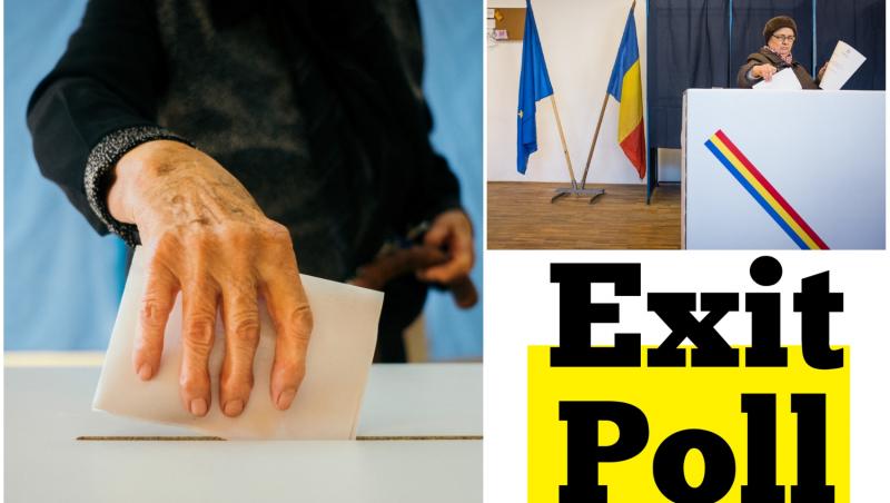 mana unei femei care voteaza, femeie la urna de vot si textul exit poll