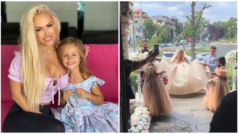Evelin, fiica Andrei Adam, a întors privirile invitaților cu frumusețea ei la nunta mamei sale cu Yosif Mohaci