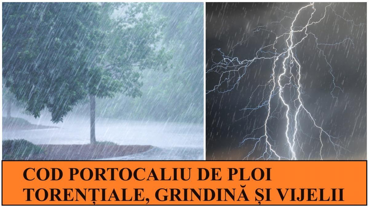 Cod portocaliu de vijelii, ploi torențiale, descărcări electrice și grindină. Ce zone se află sub avertizarea de vreme severă