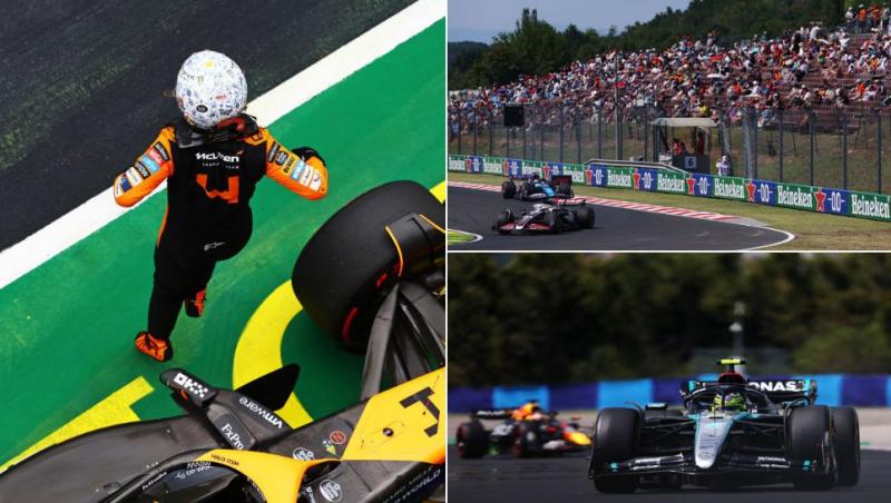 colaj lando norris lândă monopostul mclaren, monoposturi formula 1 pe circuitul din budapesta