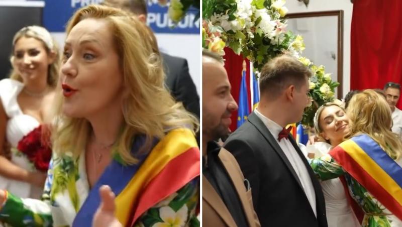 Clipul viral cu Elena Lasconi când oficiază o căsătorie și scandează „pup-o!” Îl felicită pe soț pentru că a spus „Da” hotărât