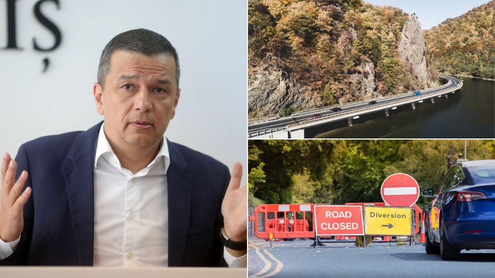 colaj sorin grindeanu, peisaj valea oltului, mașină în fața unui drum blocat