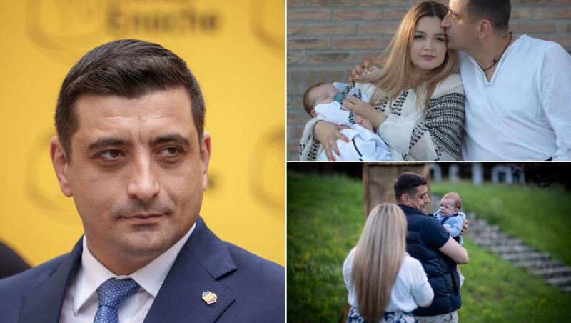 colaj george simion, george simion sărutând-o pe cap pe ilinca simion care îl ține în brațe pe cel mic, george simion ținându-și în brațe fiul și ilinca simion