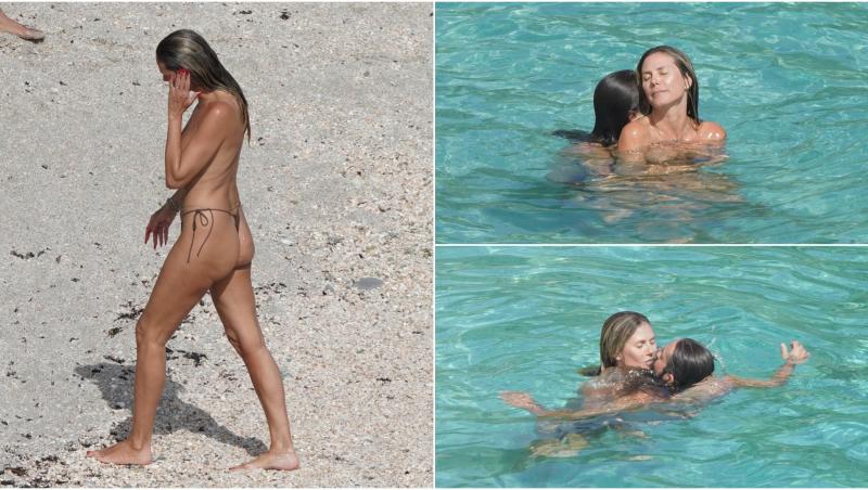 colaj foto heidi klum topless si tom Kaulitz la plaja