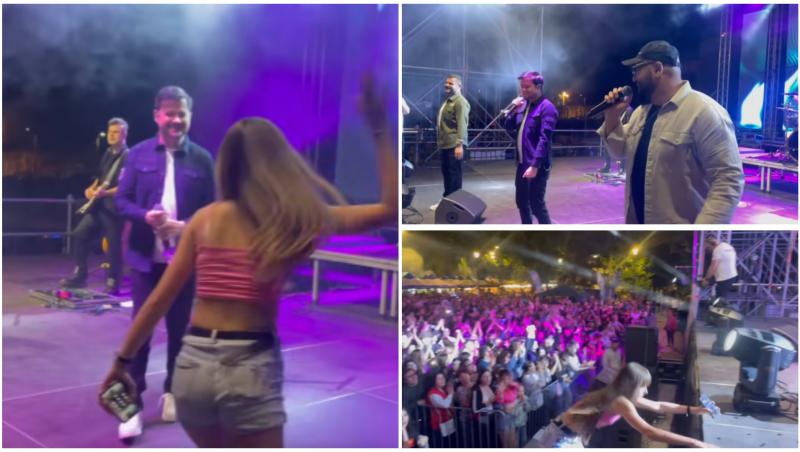 O fană a urcat pe scenă în timpul unui concert susținut de trupa 3 Sud Est