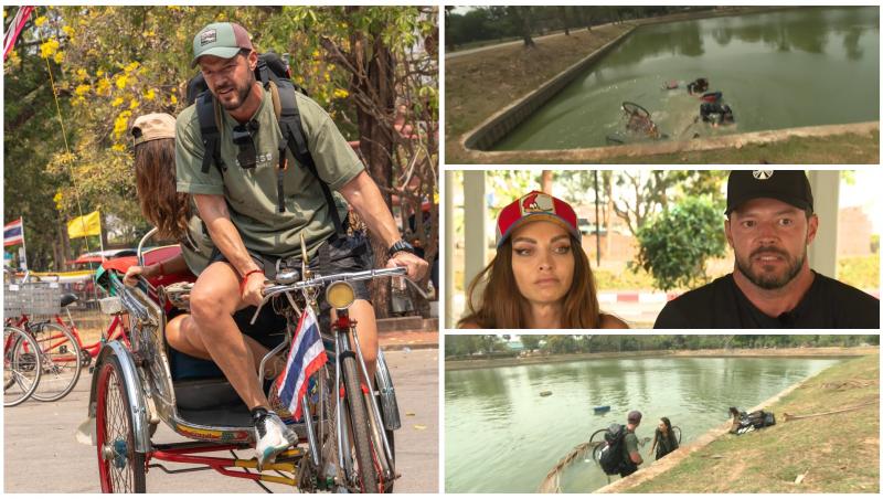 Victor și Selina au cazut în apă cu bicicleta