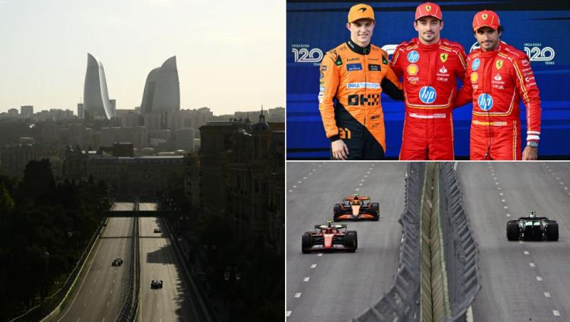 colaj monoposturi de formula 1 pe circuitul din baku și charles leclerc, oscar piastri și carlos sainz primii în calificări