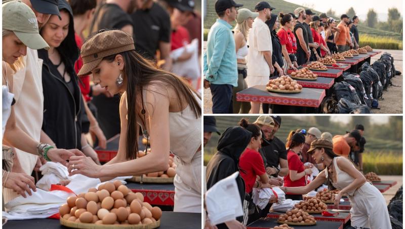 colaj foto cu irina fodor numarand oua alaturi de echipele de la asia express sezonul 7