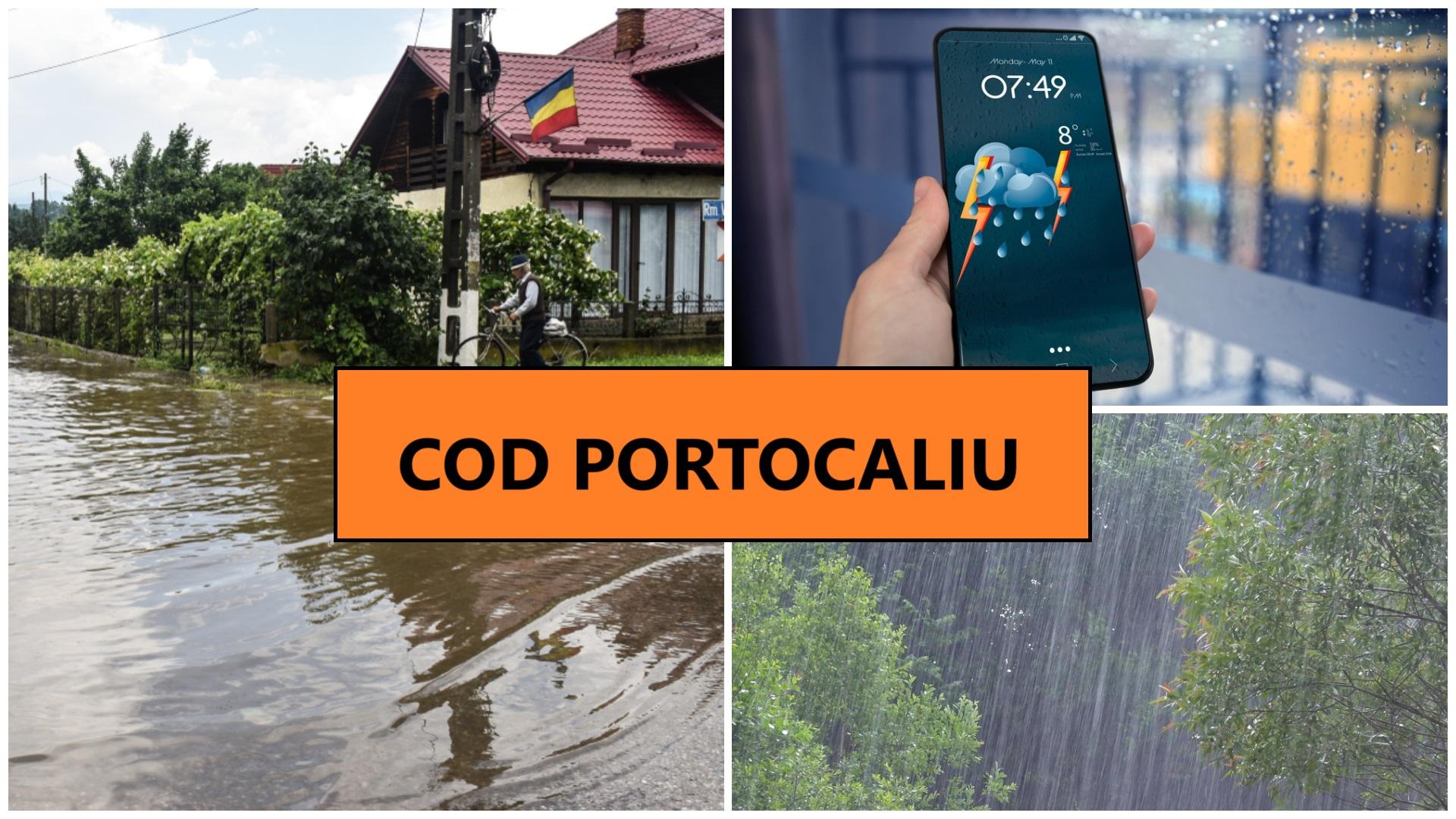 Alertă ANM! Cod portocaliu și galben de ploi torențiale și vânt puternic. În ce zone există riscul de inundații