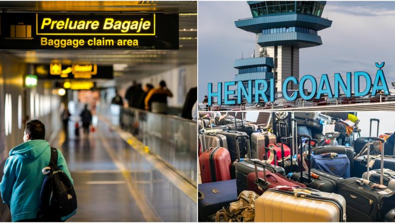 colaj foto cu bagaje pe aeroportul henri coandă