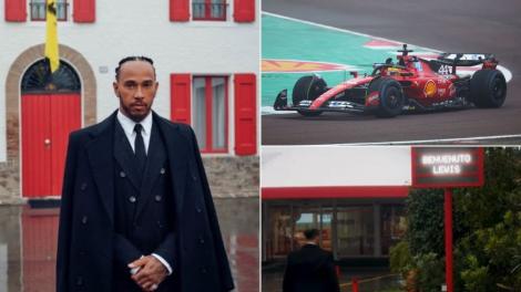 Lewis Hamilton este oficial pilot Ferrari. Prima poză la Maranello, analizată în detaliu. Ce simbolistică au găsit internauții