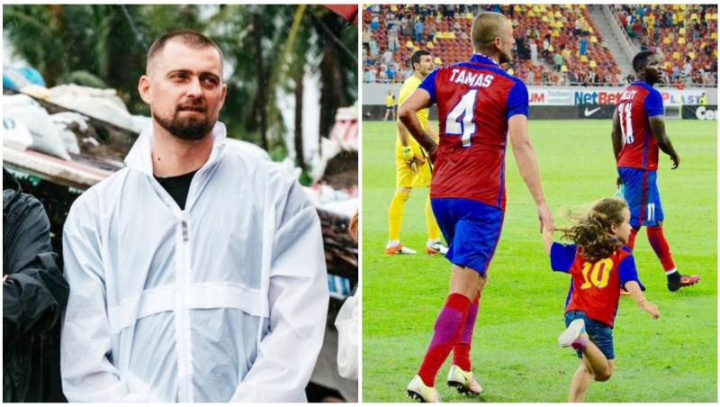 Gabi Tamaș și fiica lui, Selena, pe terenul de fotbal în 2016