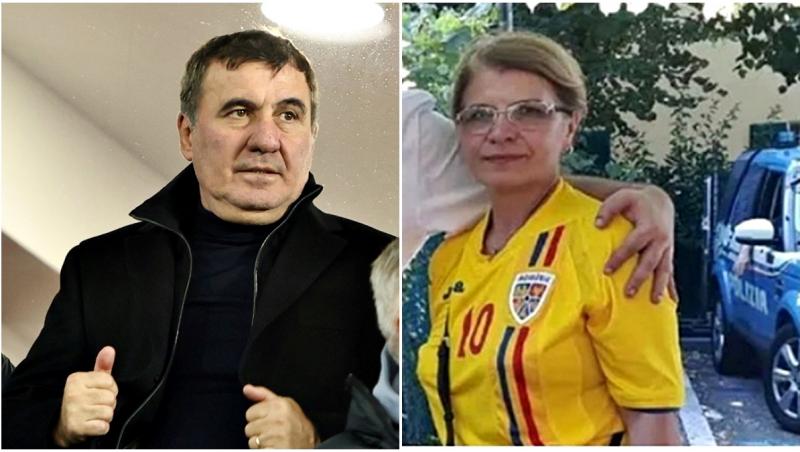 În stânga imaginii este Gheorghe Hagi îmbrăcat în negru, iar în dreapta este sora lui, Elena