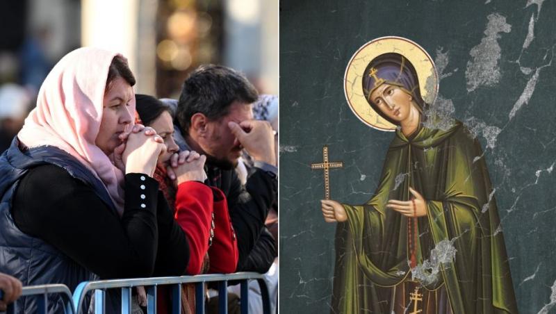 colaj credincioși la coadă la pelerinajul de sfânta parascheva, frescă sfânta parascheva