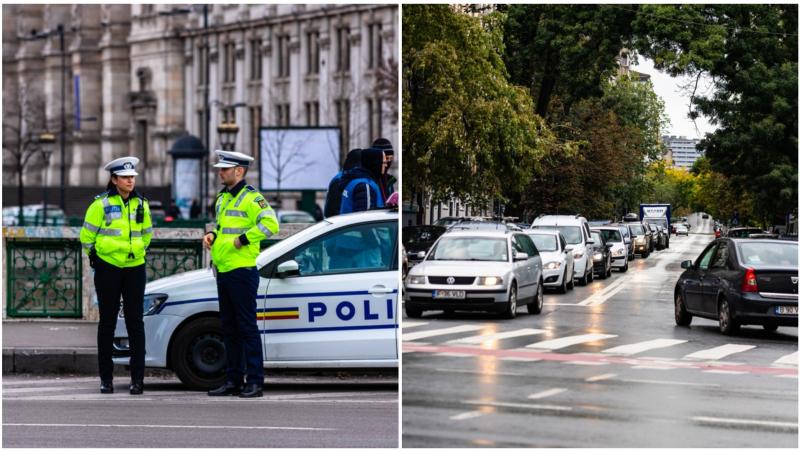 Polițiști de rutieră și șoferi în trafic