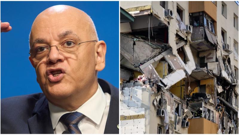 Raed Arafat și blocul din Rahova în care a avut loc explozia din 17 octombrie 2025