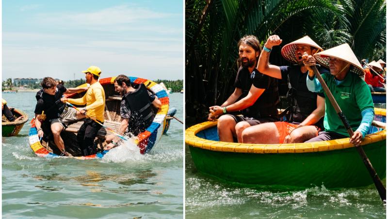colaj foto cu emiml rengle si alejandro si dan alexa si gabi tamas in barci rotunde la asia express