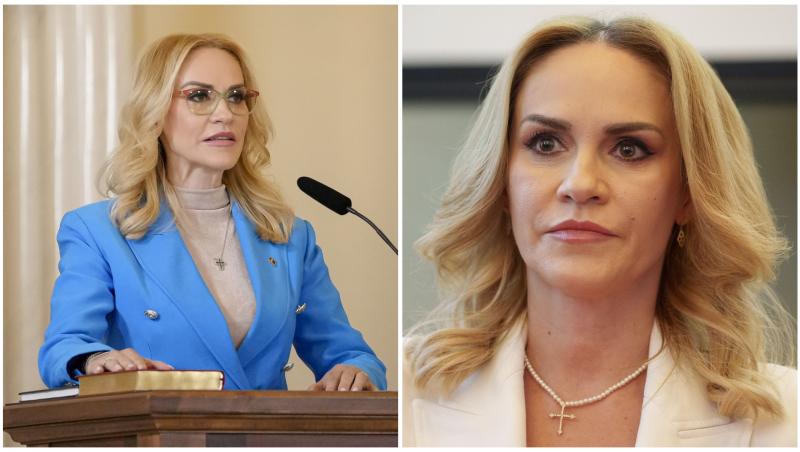 Colaj cu Gabriela Firea în două ipostaze diferite