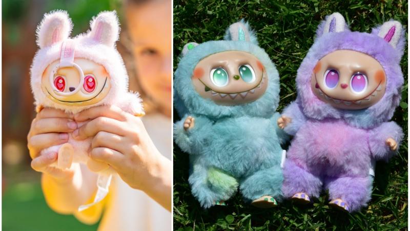 colaj foto cu păpuși labubu