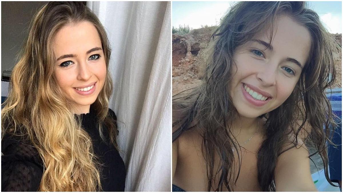 Două imagini cu Zandalee, fiica lui Miodrag Belodedici, în dreapta machiată și coafată, iar în stânga la plajă