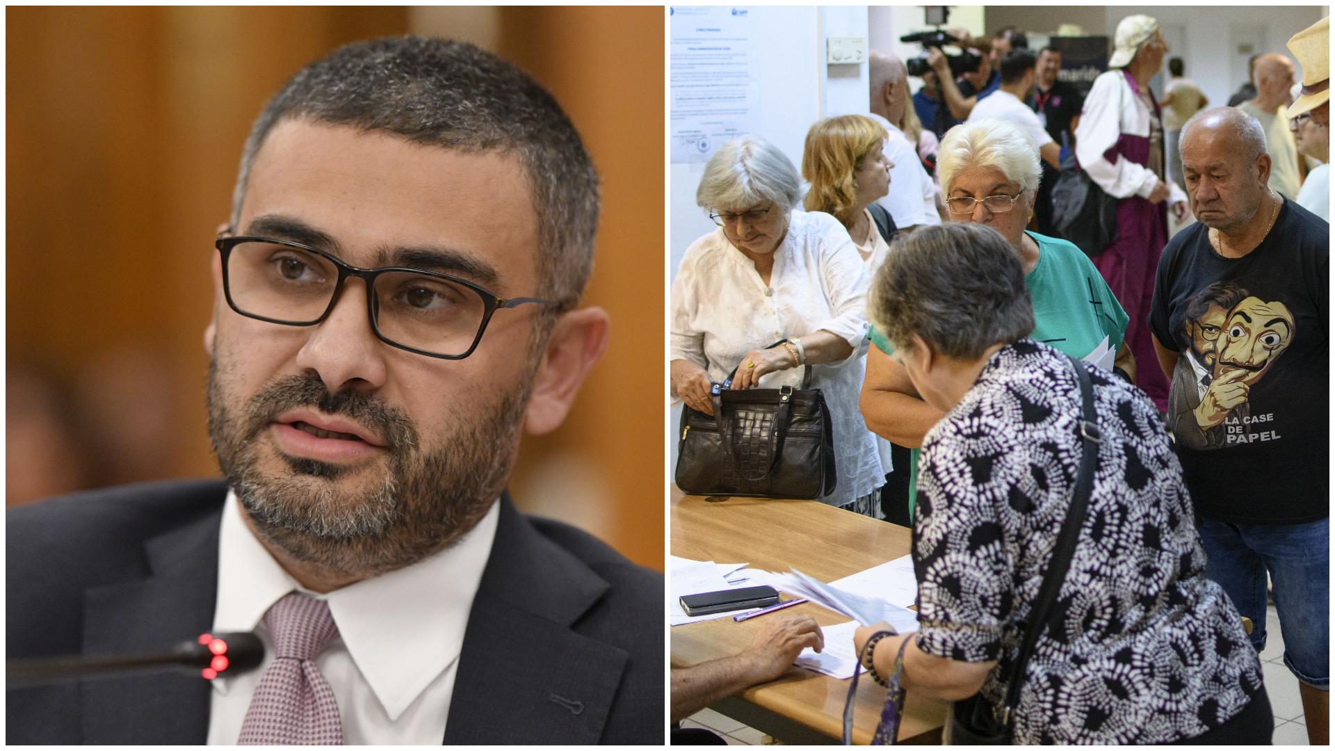 Ministrul Muncii, Florin Manole, și câțiva pensionari români