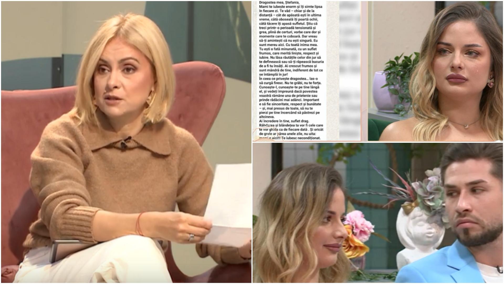 Mireasa, sezon 12. Ștefania a primit o scrisoare de la mama ei. Simona Gherghe a citit întreg mesajul în live