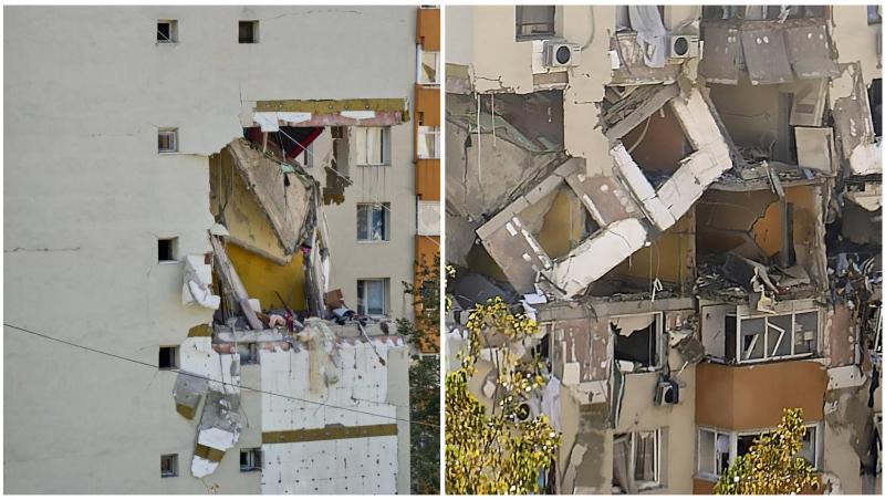 Colaj cu blocul care a explodat în Rahova