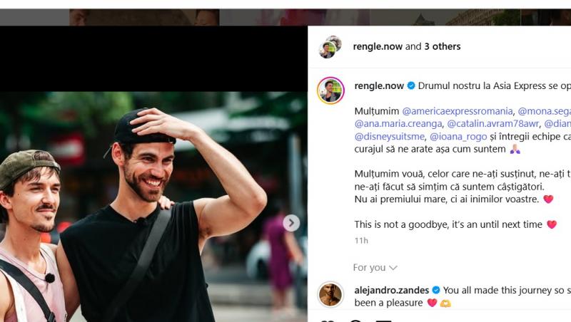 Mesajul lui Alejandro Fernandez după eliminarea de la Asia Express. Ce a spus artistul la final de drum