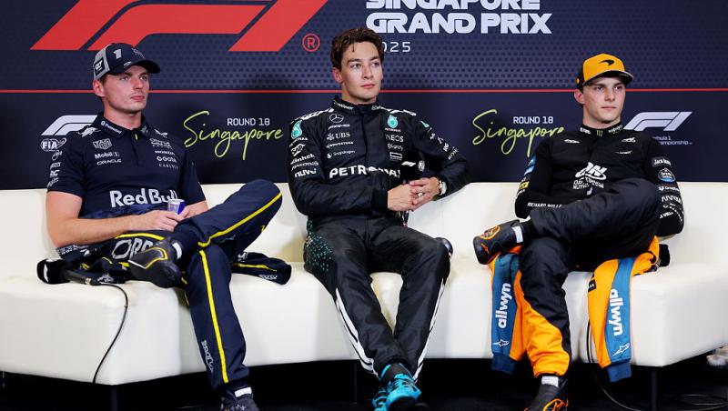 max verstappen, george russell, oscar piastri după calificări în singapore 2025
