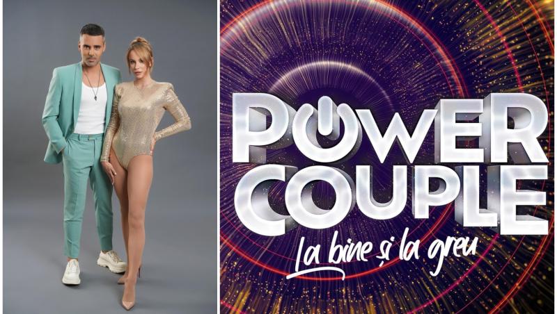 colaj foto cu sandra izbasa si razvan banica si sigla emisiunii power couple romania 2026