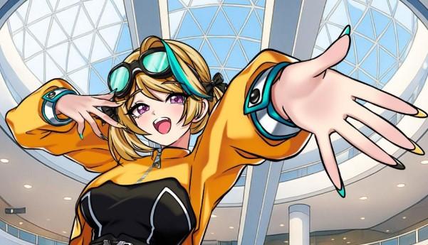 Un poster cu un anime care anunță Ani-K Mania, prima convenție dedicată universului anime și K-pop dintr-un centru comercial