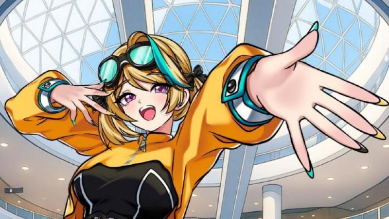 Un poster cu un anime care anunță Ani-K Mania, prima convenție dedicată universului anime și K-pop dintr-un centru comercial