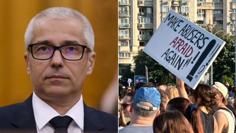 colaj radu marinescu, rebecca nicolescu la protestul pentru siguranța femeilor 2025