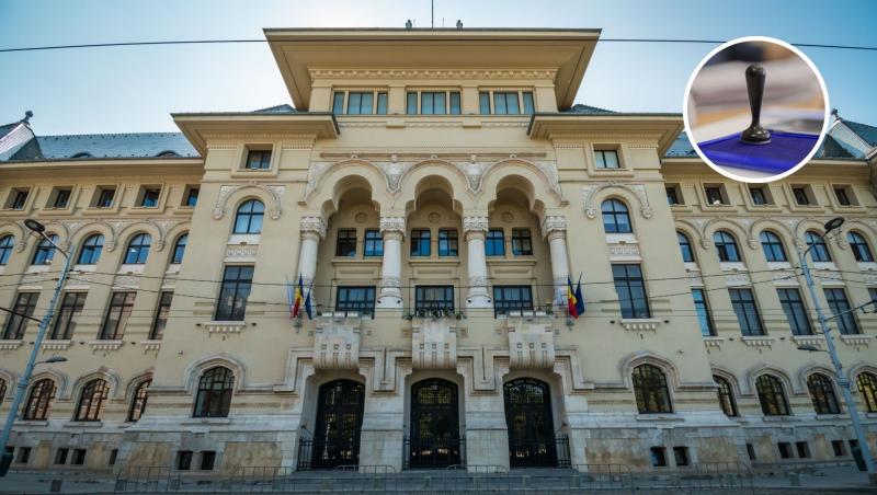 Primăria Generală București și o imagine cu o ștampilă de vot inserată sub forma unei imagini în formă de cerc