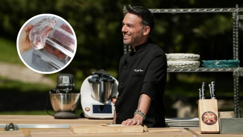 coaj chef ștefan popescu și m&acirc;nă care pune o bucată de carne la frigider
