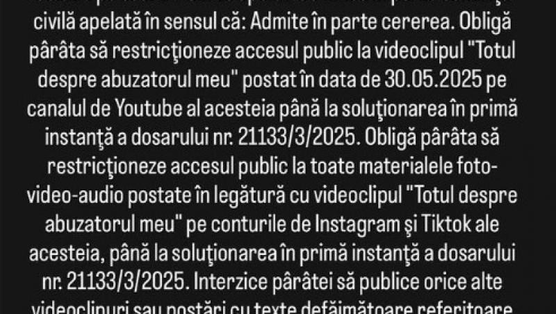 Care e, de fapt, decizia instanței în procesul lui Marilu Dobrescu cu Iustin Petrescu.De ce spune că fostul ei iubit nu a câștigat