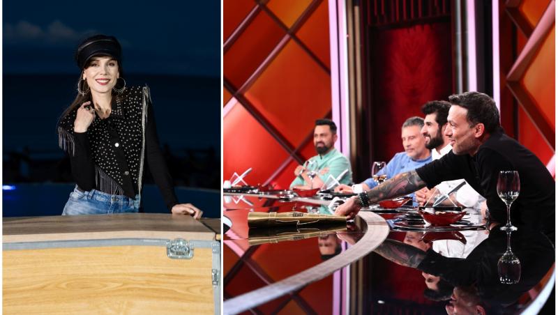 colaj foto cu irina fodor si chefii, cu stefan popescu oferind cutitul de aur