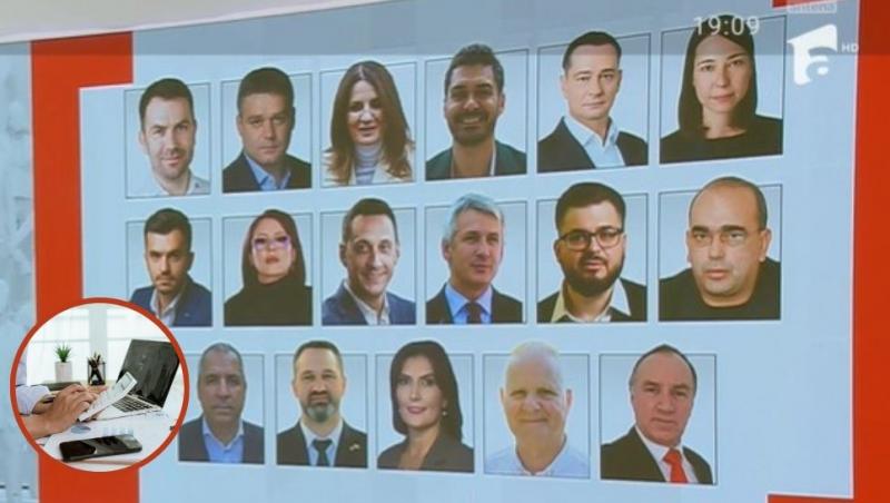 colaj imagini ale candidaților la primăria bucurești și bărbat care calculează un buget