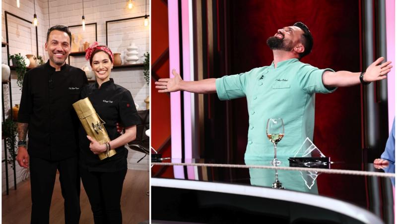 colaj foto cu stefan popescu si cutitul sau de aur si poza cu orlando zaharia la chefi la cutite