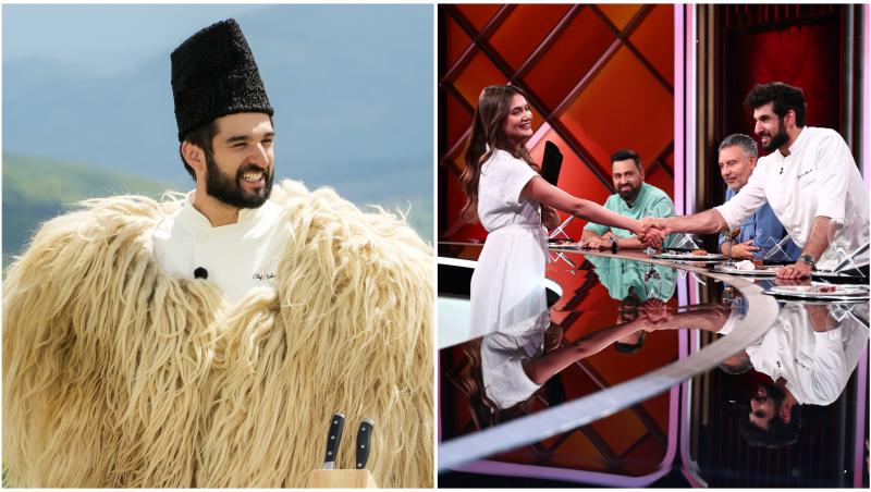 Chef Richard Abou Zaki, Chef Alexandru Sautner, Chef Ștefan Popescu, Chef Orlando Zaharia și Patricia Coifan &icirc;n platoul Chefi la cuțite