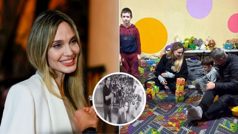 colaj angelina jolie, angelina jolie și copii într-un spital din herson, angelina jolie și șoferul ei din ucraina